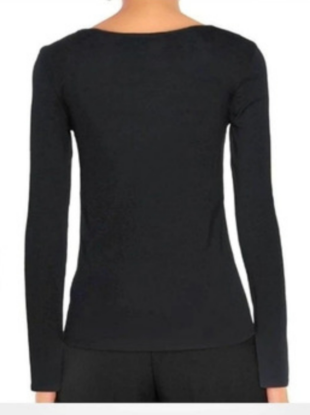 Vince Cotton Modal Square Neck Long Sleeve Top Black Size XL - Picture 2 of 7